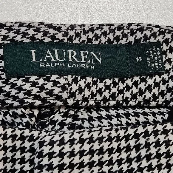 Lauren Ralph Lauren Black White Houndstooth Ankle Pants Career Dark Academia 14 - Picture 7 of 12